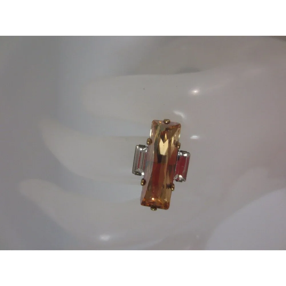 DANNIJO Paula light amber crystal Rectangle Brss ring Sz 5 NWOT $195 - Picture 4 of 8
